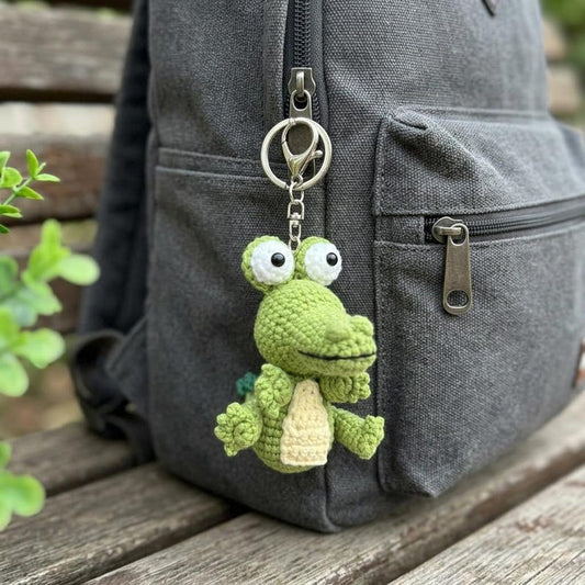 Cute Crochet Alligator Keychain, Amigurumi Crocodile Charm, Handmade Green Reptile Keyring, Kawaii Animal Bag Charm, Cute Gift Idea