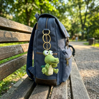 Cute Crochet Alligator Keychain, Amigurumi Crocodile Charm, Handmade Green Reptile Keyring, Kawaii Animal Bag Charm, Cute Gift Idea