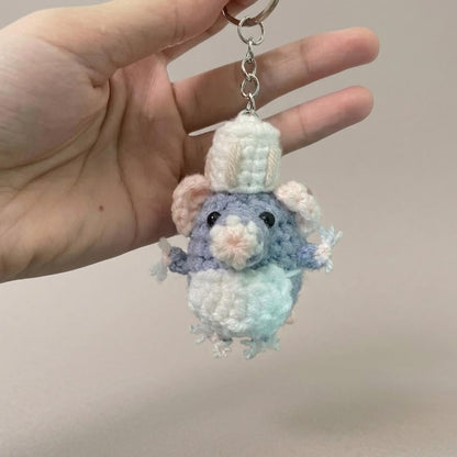 Crochet Chef Mouse Keychain, Amigurumi Rat, Baby Mouse Plush Toy Keychain, Mice Stuffed Animal, Mouse Cute Gifts