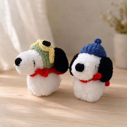 Mini Crochet Beagle and Yellow Bird Keychains | Handmade Dog Amigurumi Bag Charms, Best Friend Set, Cute Cartoon Animal Plushies
