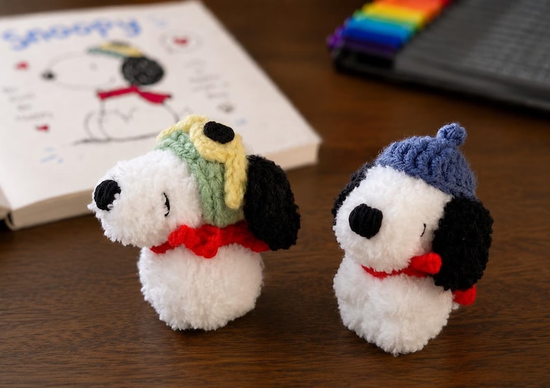 Mini Crochet Beagle and Yellow Bird Keychains | Handmade Dog Amigurumi Bag Charms, Best Friend Set, Cute Cartoon Animal Plushies