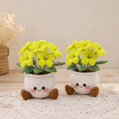 Handmade Crochet Daisy Flower Pot | Cute Smiling Plant Decor | Kawaii Desk Decor Gift for Mom, Girlfriend & Best Friend