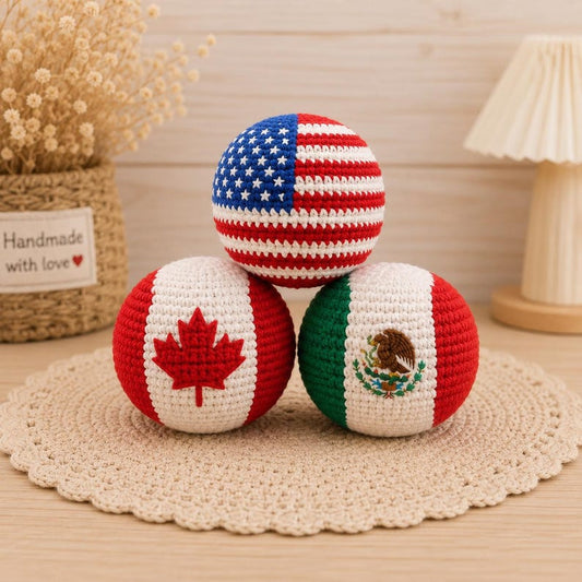 Handmade Crochet Country Flag Ball | Mini Soccer Hacky Sack | Cute World Cup Gift | Hand Knit Desk Decor | Travel Souvenir Crochet Ball