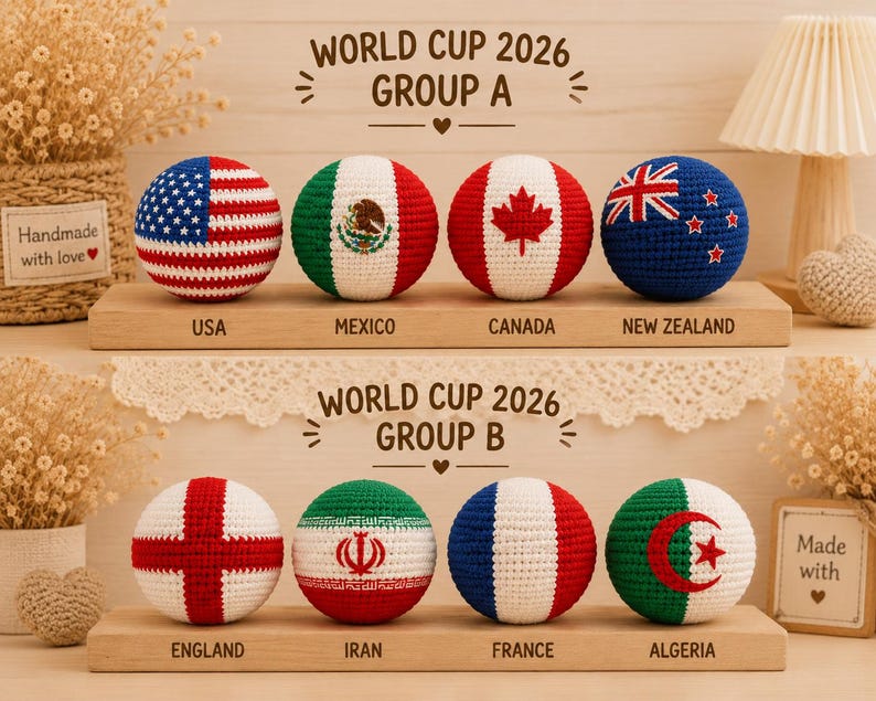 Handmade Crochet Country Flag Ball | Mini Soccer Hacky Sack | Cute World Cup Gift | Hand Knit Desk Decor | Travel Souvenir Crochet Ball