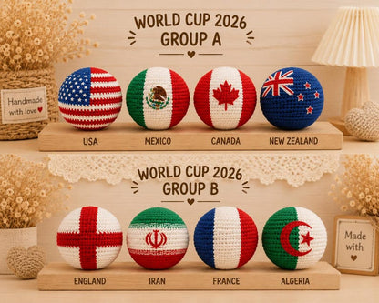 Handmade Crochet Country Flag Ball | Mini Soccer Hacky Sack | Cute World Cup Gift | Hand Knit Desk Decor | Travel Souvenir Crochet Ball