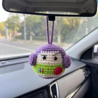 Space Ranger & Cowboy Crochet Car Hanging | Cartoon Amigurumi Charm | Rearview Mirror Charm, Toy Movie Inspired Gift