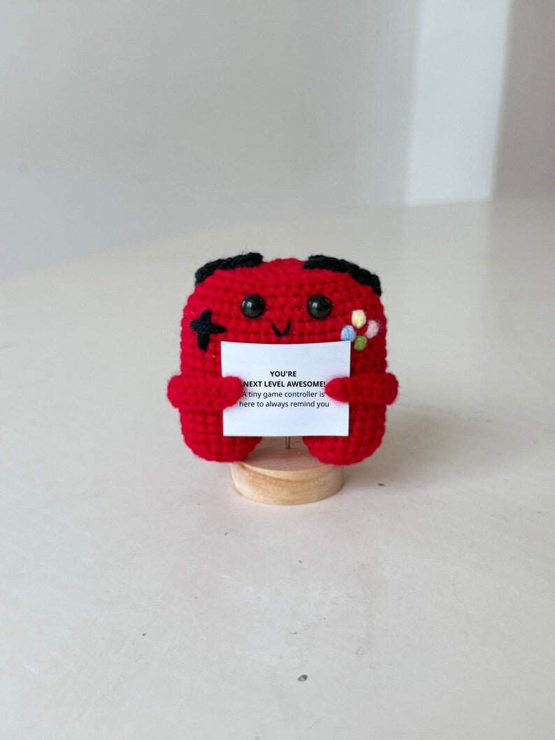 Positive Crochet Game Controller, Amigurumi Controller, Funny Gaming Encouragement Gift, Gamer Desk Decor, Gamer Gift, Father's Day Gift