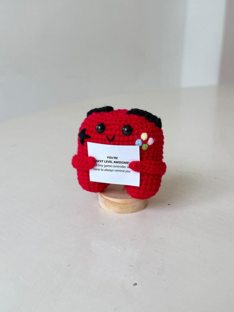 Positive Crochet Game Controller, Amigurumi Controller, Funny Gaming Encouragement Gift, Gamer Desk Decor, Gamer Gift, Father's Day Gift
