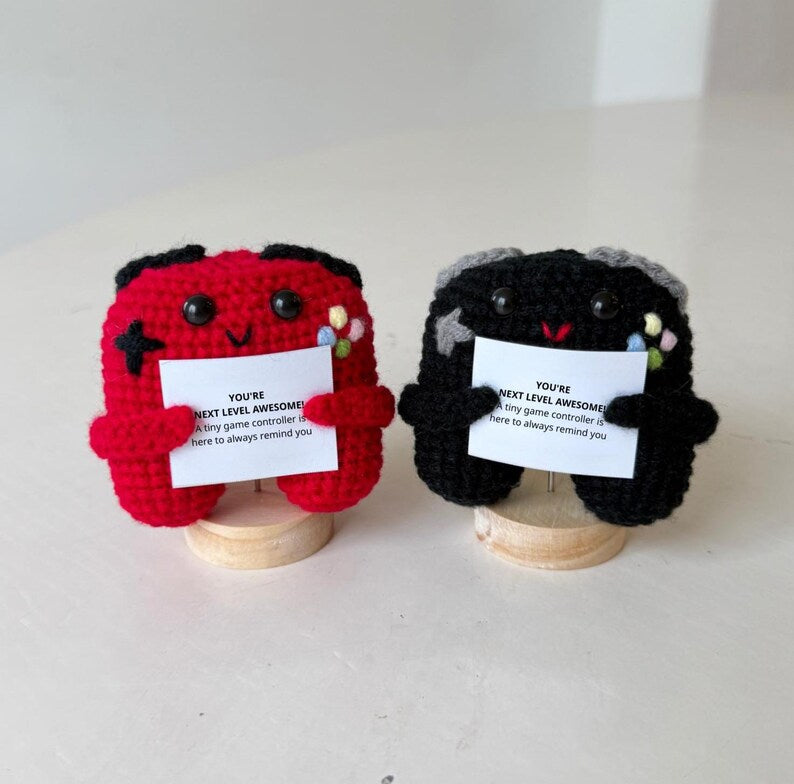 Positive Crochet Game Controller, Amigurumi Controller, Funny Gaming Encouragement Gift, Gamer Desk Decor, Gamer Gift, Father's Day Gift