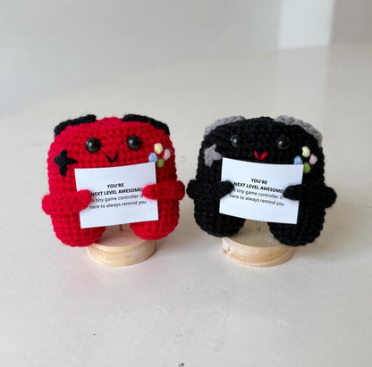 Positive Crochet Game Controller, Amigurumi Controller, Funny Gaming Encouragement Gift, Gamer Desk Decor, Gamer Gift, Father's Day Gift