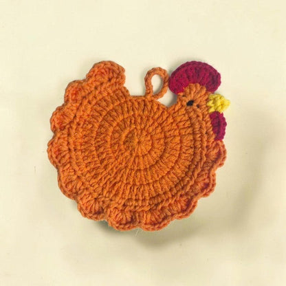 Add a cozy farmhouse charm to your home with these handmade crochet chicken coasters