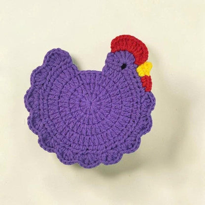 Add a cozy farmhouse charm to your home with these handmade crochet chicken coasters