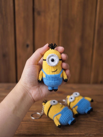 Yellow Buddies Crochet Keychain | Handmade Amigurumi Plush, One-Eyed and Two-Eyed Yellow Characters, Gift for Him Her, Funny Bag Charm