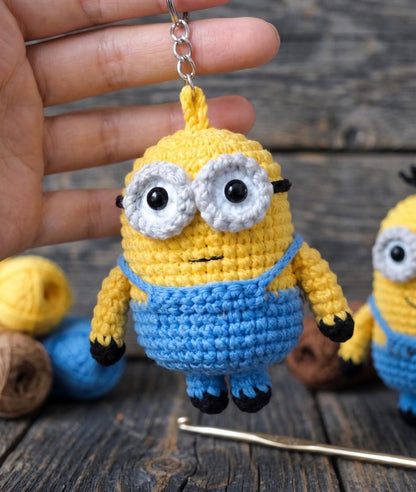 Yellow Buddies Crochet Keychain | Handmade Amigurumi Plush, One-Eyed and Two-Eyed Yellow Characters, Gift for Him Her, Funny Bag Charm