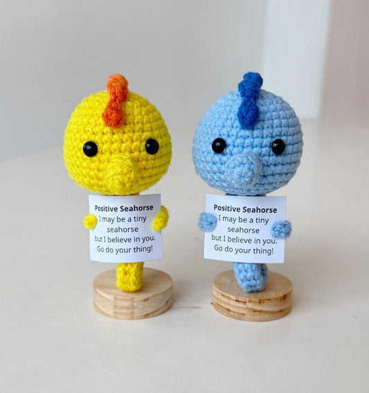Crochet Seahorse Positive With Desk Decorations, Supportive Seahorse Plush, Birthday Gift, Gifts For Children Family Friend Coworkers