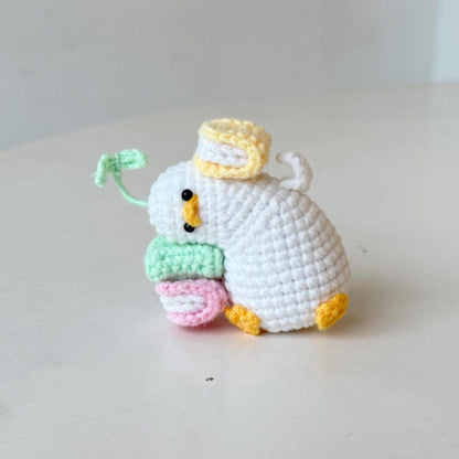 Handmade Crochet Duck Plush, Cute Amigurumi Duck with Book, Kawaii Crochet Animal Doll, Mini Duck Plush Toy, Cozy Gift For Book Lovers