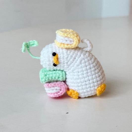 Handmade Crochet Duck Plush, Cute Amigurumi Duck with Book, Kawaii Crochet Animal Doll, Mini Duck Plush Toy, Cozy Gift For Book Lovers