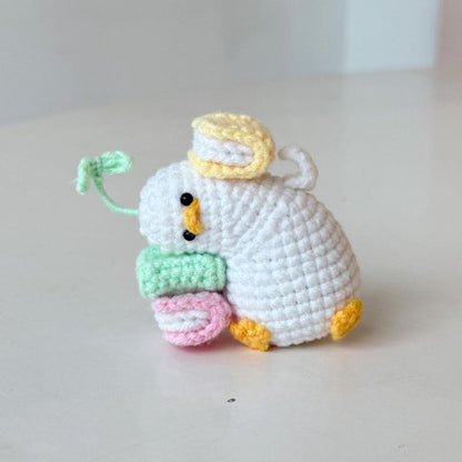 Handmade Crochet Duck Plush, Cute Amigurumi Duck with Book, Kawaii Crochet Animal Doll, Mini Duck Plush Toy, Cozy Gift For Book Lovers