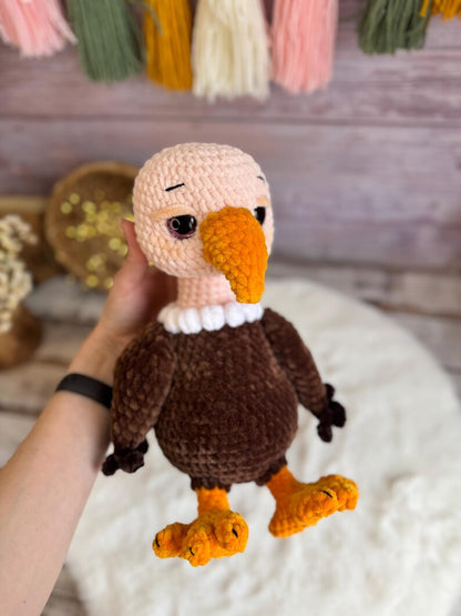 Crochet Vulture Plush, Amigurumi Vulture, Gothic Bird Decor, Funny Scavenger Bird, Wildlife Gift, Bird Lover Gift