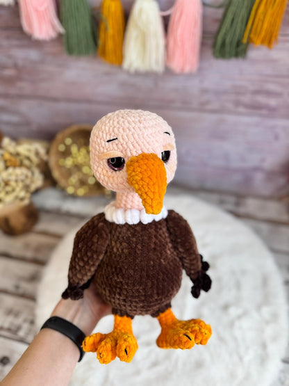 Crochet Vulture Plush, Amigurumi Vulture, Gothic Bird Decor, Funny Scavenger Bird, Wildlife Gift, Bird Lover Gift