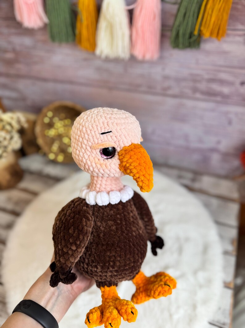 Crochet Vulture Plush, Amigurumi Vulture, Gothic Bird Decor, Funny Scavenger Bird, Wildlife Gift, Bird Lover Gift