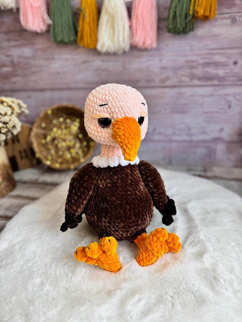 Crochet Vulture Plush, Amigurumi Vulture, Gothic Bird Decor, Funny Scavenger Bird, Wildlife Gift, Bird Lover Gift