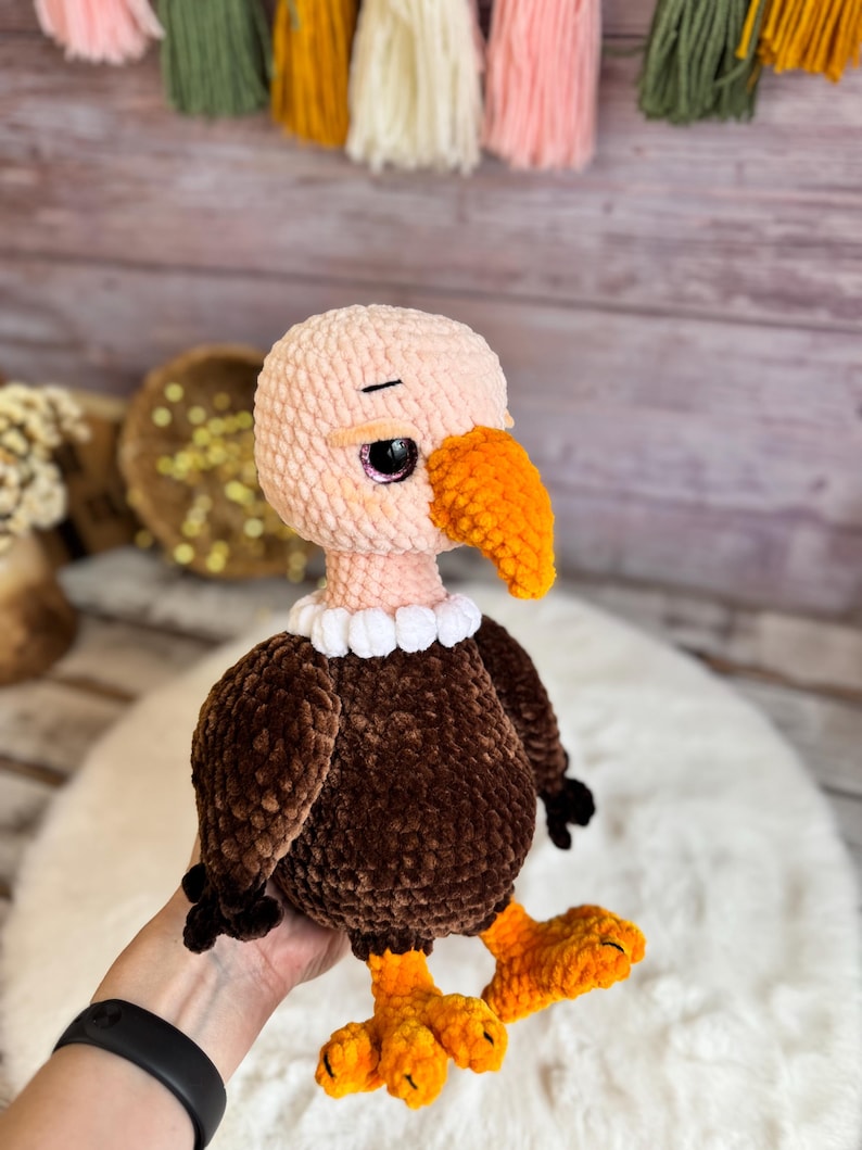 Crochet Vulture Plush, Amigurumi Vulture, Gothic Bird Decor, Funny Scavenger Bird, Wildlife Gift, Bird Lover Gift