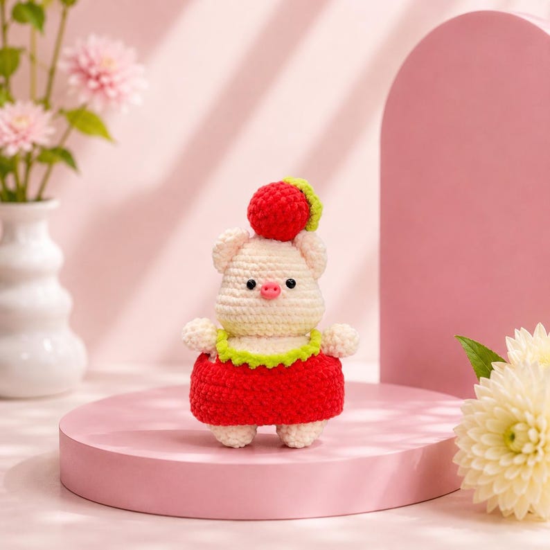 NEW - Crochet Pig Doll | Handmade Amigurumi Plush Toy | Cute Desk Decor Gift | Kawaii Crochet Animal for Girls