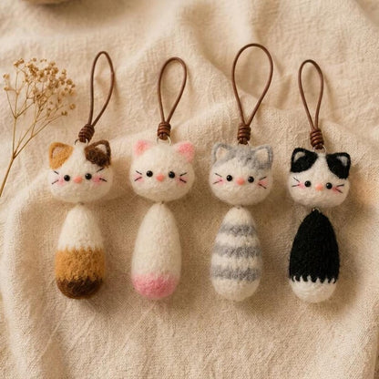Crochet Cat Rearview Mirror Charm, Fluffy Kitten Car Hanging Accessories, Kawaii Anime Car Accessories for Women/Teen, Rearview Mirror Decor