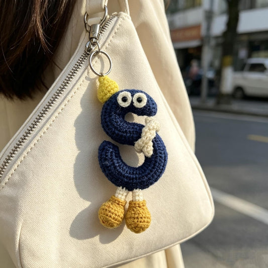 Artisan woven capital S charm, keyring dangling trinket, sack ornamental accent, imaginative gathering memento, Yuletide tote embellishment