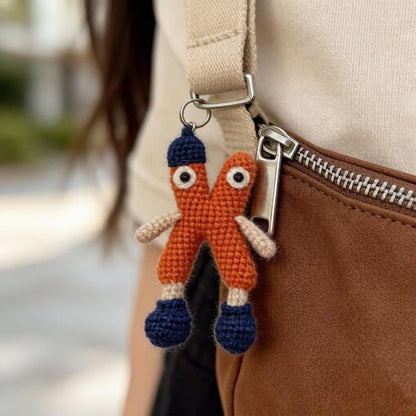 Artisan woven capital X charm, gathering ornamental trinket, sack dangling piece, personalized initial ornament, Yuletide tote adornment