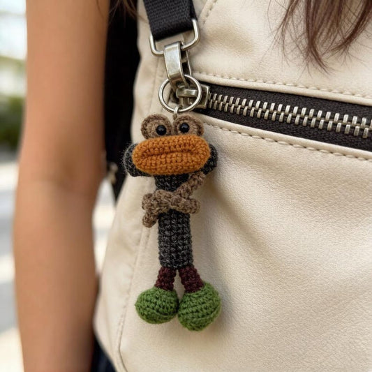 Artisan Knit Fiber Initial T Trinket, Key Fob, Purse Embellishment, Textured Craft, Birthday Token, Monogram Pair Charm, Yuletide Decor