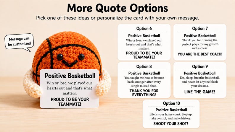Handmade Positive Basketball, Emotional Support Basketball Crochet, Funny Basketball Player Coach Gift, Desk Decor
