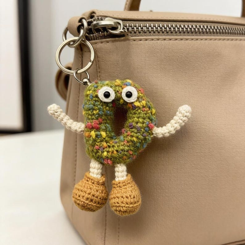 Handwrought Uppercase D Trinket, Inventive Purse Embellishment, Gathering Memento, Multicolored Yarn Sculptures, Christmas Holiday Goods