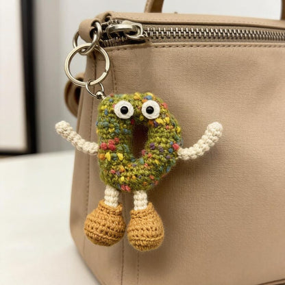 Handwrought Uppercase D Trinket, Inventive Purse Embellishment, Gathering Memento, Multicolored Yarn Sculptures, Christmas Holiday Goods