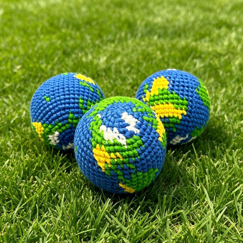 Weaving Earth Crochet earthHacky Sacks Planet Beach Throwing Play Toy Save the Earth  Foot Bag Stress Ball  Games  Outdoor  Retrospective