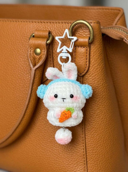 Cute Crochet Bunny Keychain, Amigurumi Rabbit Bag Charm, Crochet Keychain, Gift For Her, Cute Bag Charm, Crochet Cute Rabbit Keychain