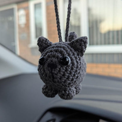Crochet Cat Car Charm | Cat Plush Rearview Mirror Hanger