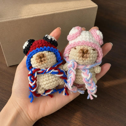 Crochet Capybara Keychain Spider Hat | Handmade Kawaii Capy Bag Charm, Funny Capybara Gift, Cute Animal Lover Keychain, Gift for Her
