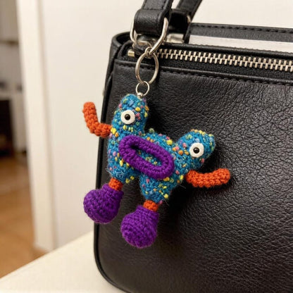 Hand Knit Initial M Sculpture Purse Trinket Zipper Embellishment Gradient Shade Yarn Statues Pal Tokens Christmas Holiday Goods