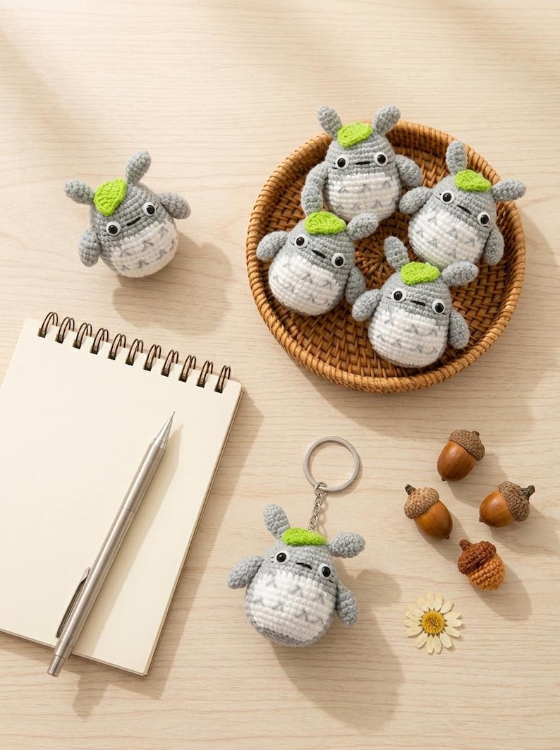 Cute Crochet Totoro Keychain, Amigurumi Forest Spirit Charm, Handmade Anime Inspired Keyring, Kawaii Animal Bag Charm, Cute Gift Idea