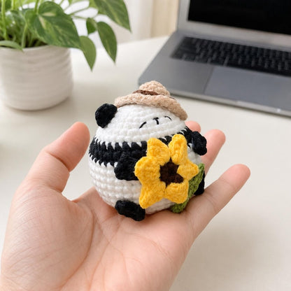Crochet Panda Car Hanger, Handmade Panda Hanging Car Charm, Rearview Mirror Decor, Gift for Her, New Car Gift