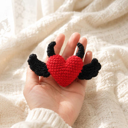 Crochet Heart Car Hanging, Handmade Amigurumi Heart Plush, Cute Rear View Mirror Charm, Kawaii Heart Decor, Birthday Gift for Her