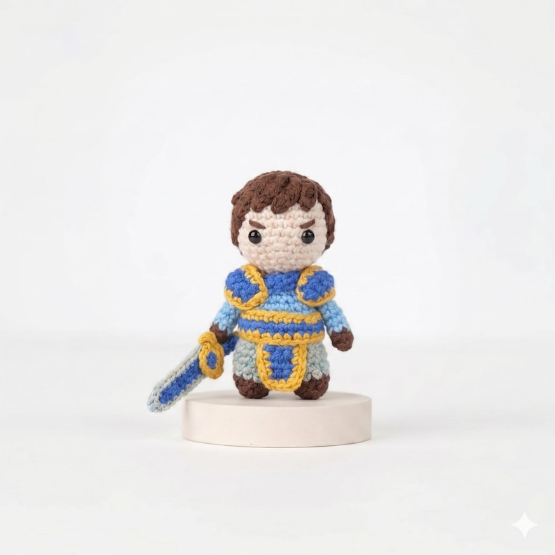 League of Legends Garen Amigurumi Plush • Handmade Crochet Chibi Doll, Gamer Gift