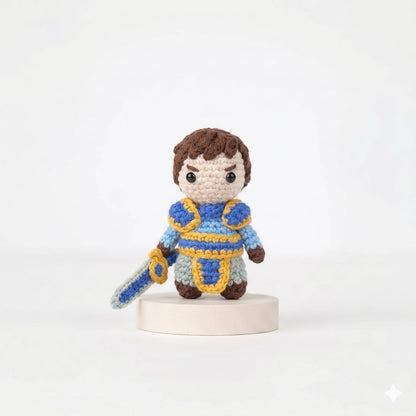 League of Legends Garen Amigurumi Plush • Handmade Crochet Chibi Doll, Gamer Gift