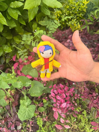 Coraline Yellow Raincoat Amigurumi Plush, Car Charm Accessory, Caroline Keychain
