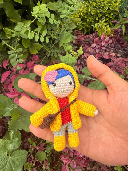 Coraline Yellow Raincoat Amigurumi Plush, Car Charm Accessory, Caroline Keychain