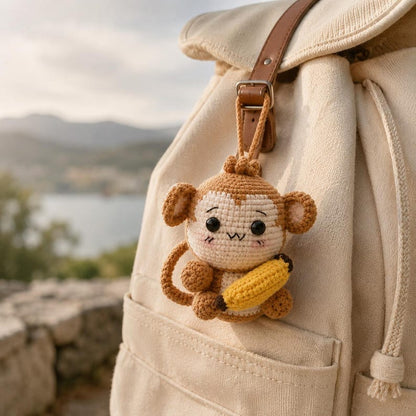 Monkey Amigurumi Crochet Toy | Handmade Banana Monkey Plush | Cute Desk Companion | Unique Gift for Friend