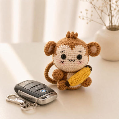 Monkey Amigurumi Crochet Toy | Handmade Banana Monkey Plush | Cute Desk Companion | Unique Gift for Friend