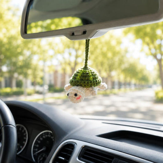 Crochet Turtle Car Mirror Hanging Accessories, Mini Turtle Car Rear View Mirror Ornament, Car Interior Decor, Cute Car Accessories for Women